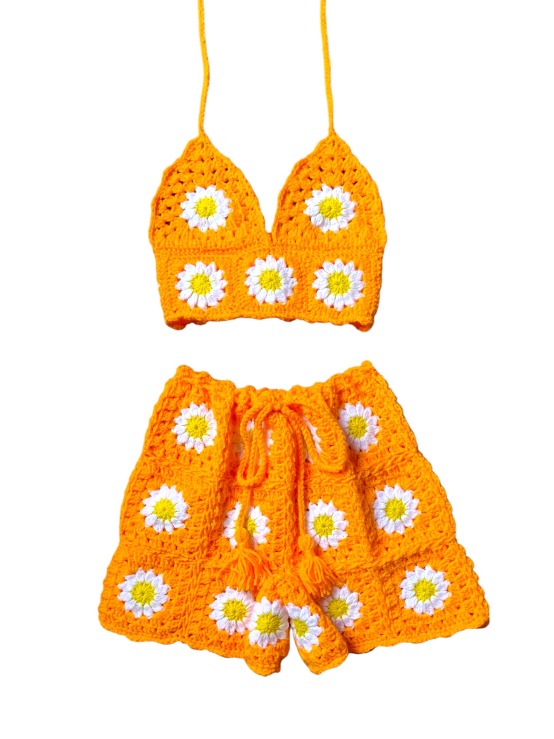 Crochet Flower Shorts Set