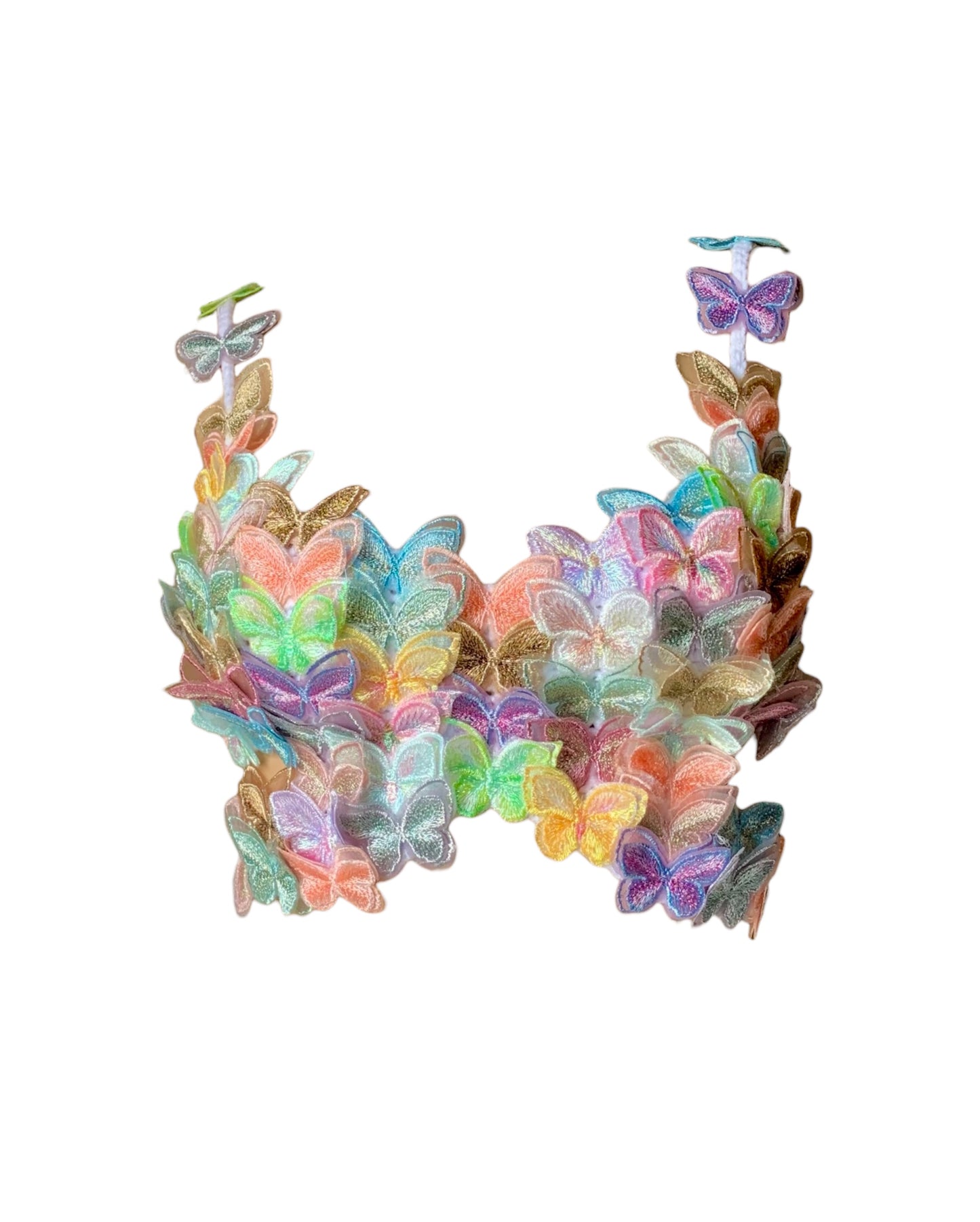 Primavera Crochet Top with Butterfly Appliqués