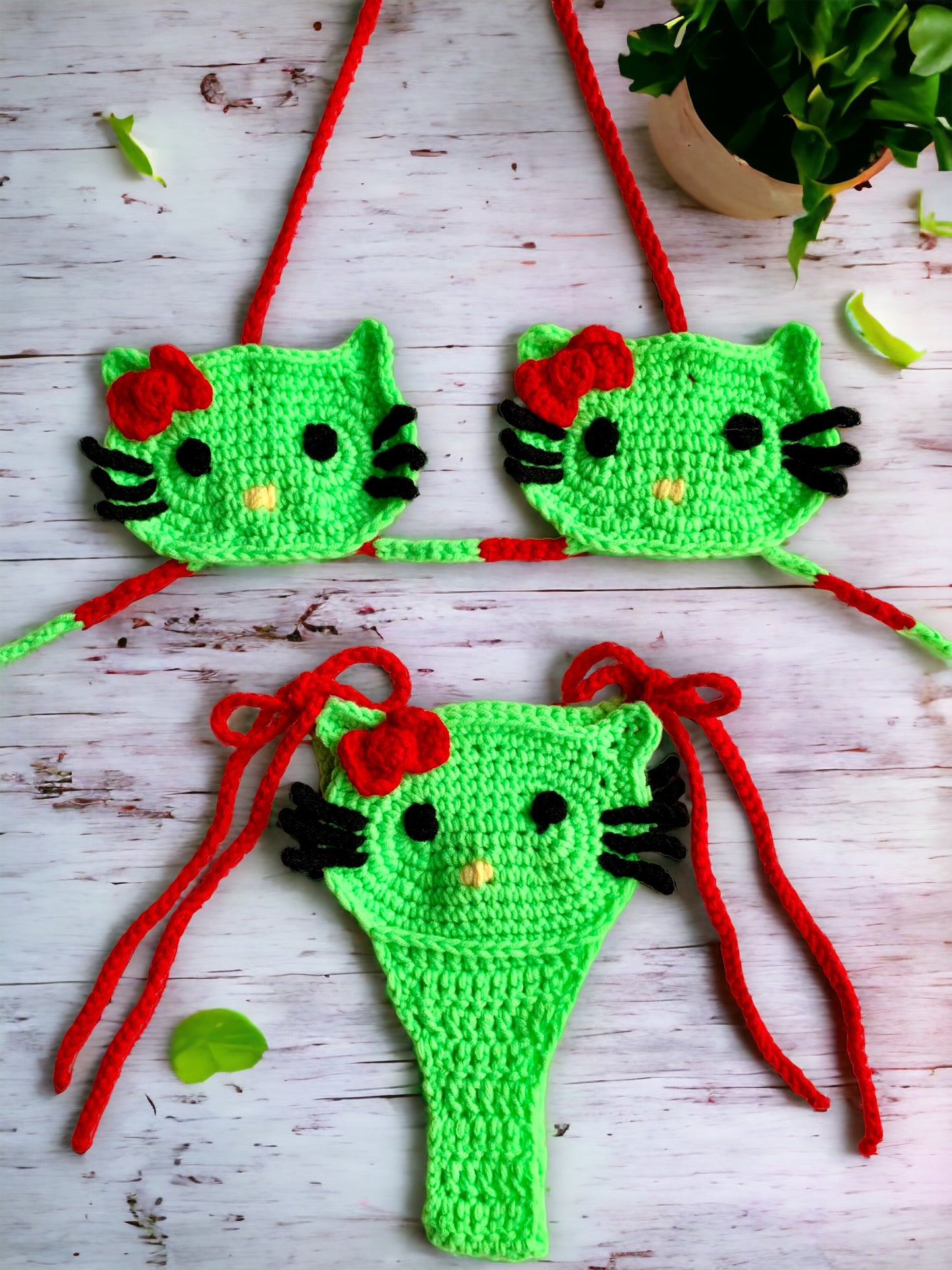READY TO SHIP Hello Kitty Crochet Bikini