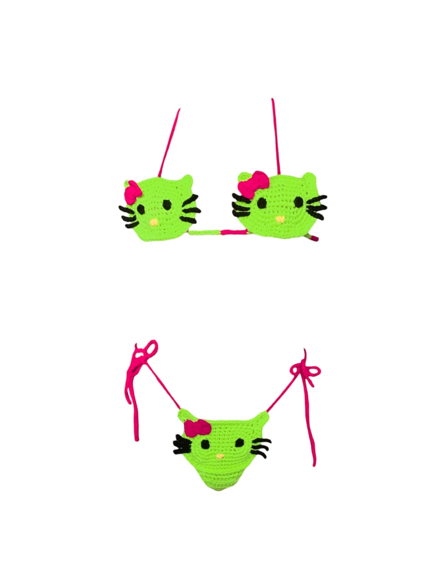 Pronto per la spedizione Bikini all'uncinetto Hello Kitty