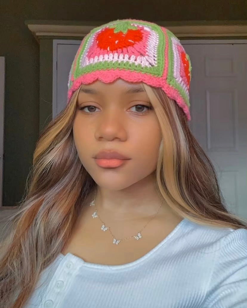 Strawberry Shortcake Crochet Beanie