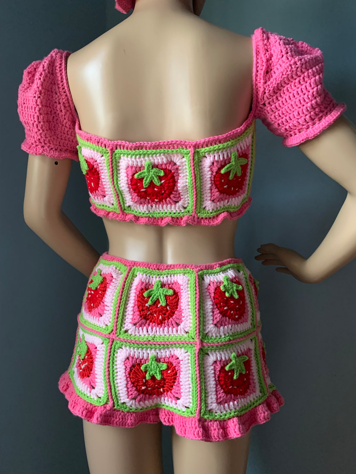 Strawberry Shortcake Crochet Shorts Set