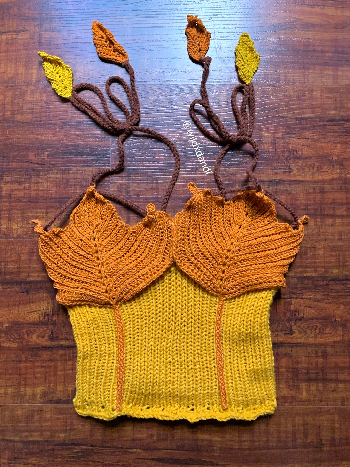 Maple Leaf Crochet-Knitted Top
