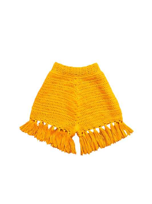 Nia High Waisted Crochet Shorts With Fringes