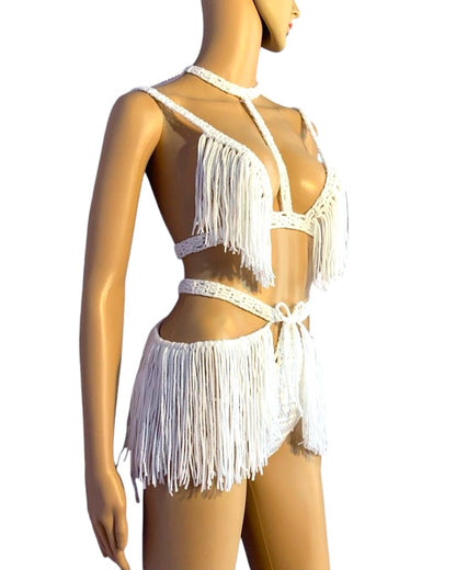 Onyx Crochet Fringed Bikini Set