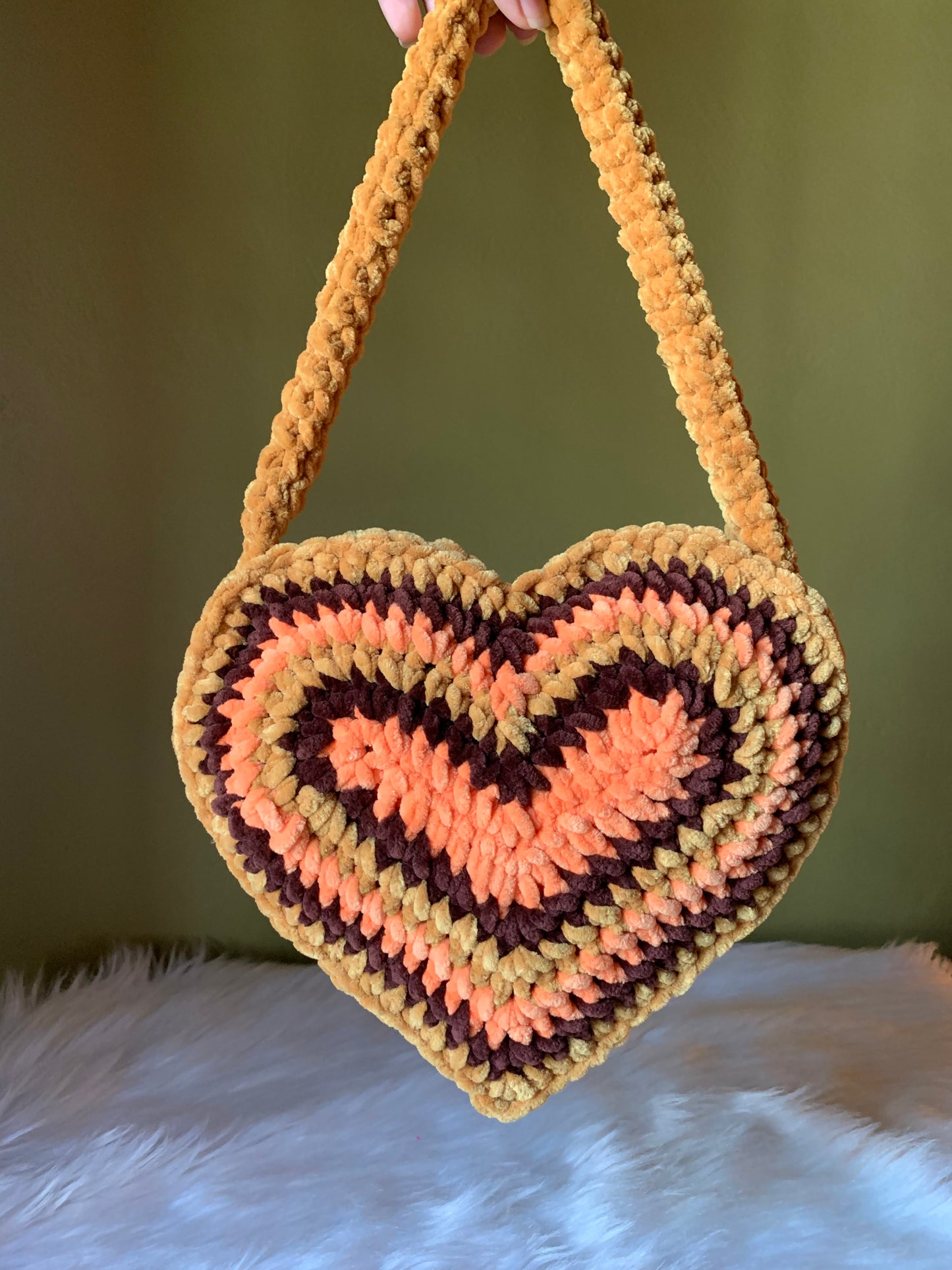 Prêt à expédier Crochet Heart Sac à dos thème de Thanksgiving