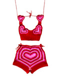 Queen of Hearts Crochet Shorts Set