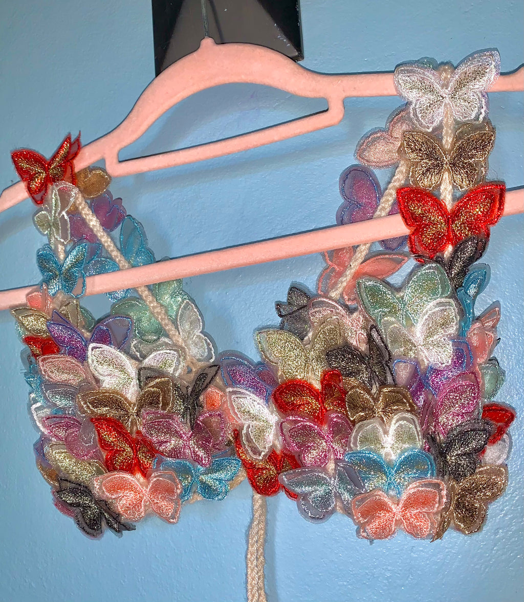 Primavera häket bralette mit butterfly applicés