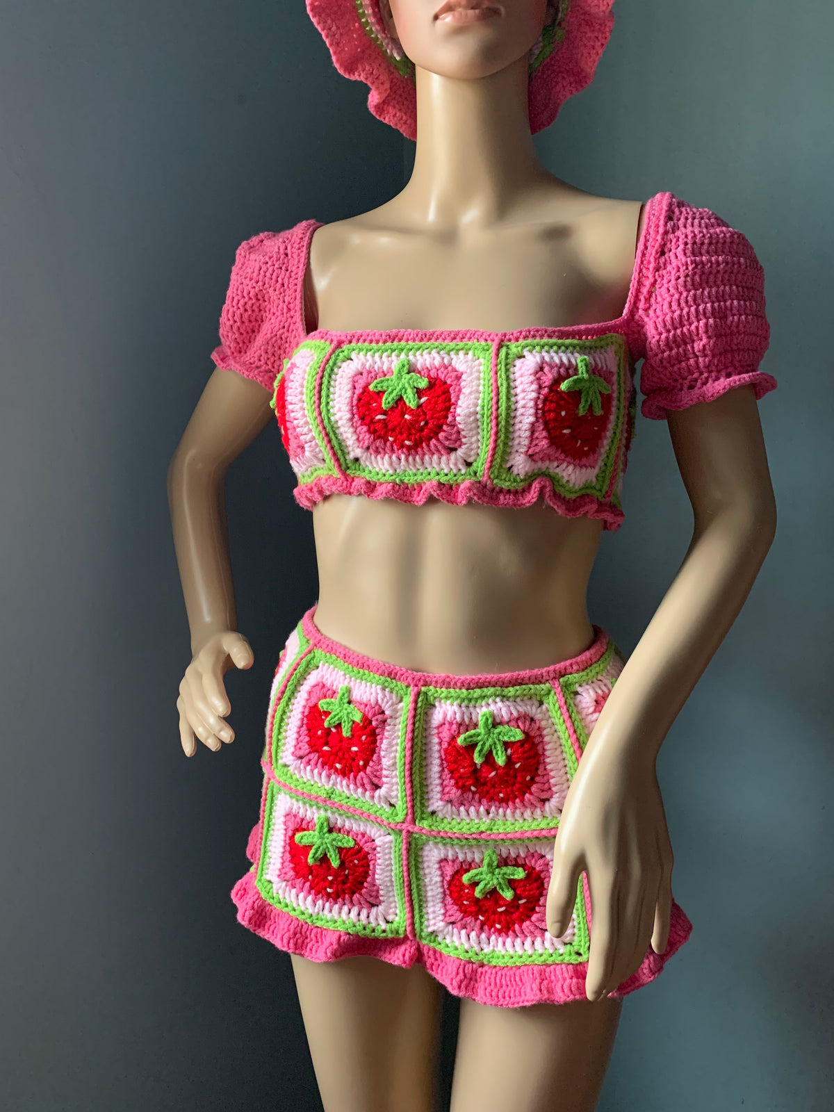 Strawberry Shortcake Crochet Shorts Set