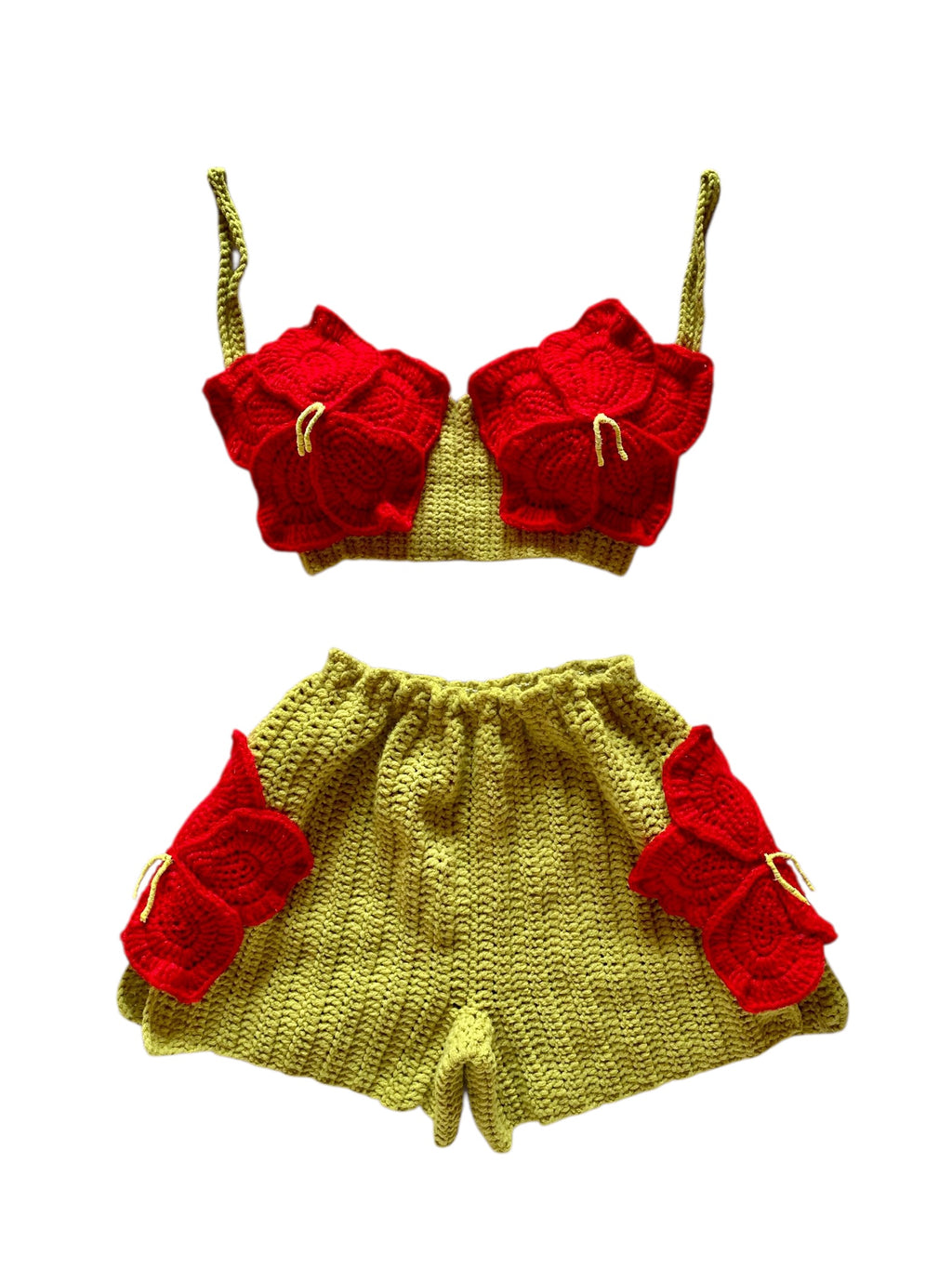 Hibiscus Flower Crochet Shorts Set
