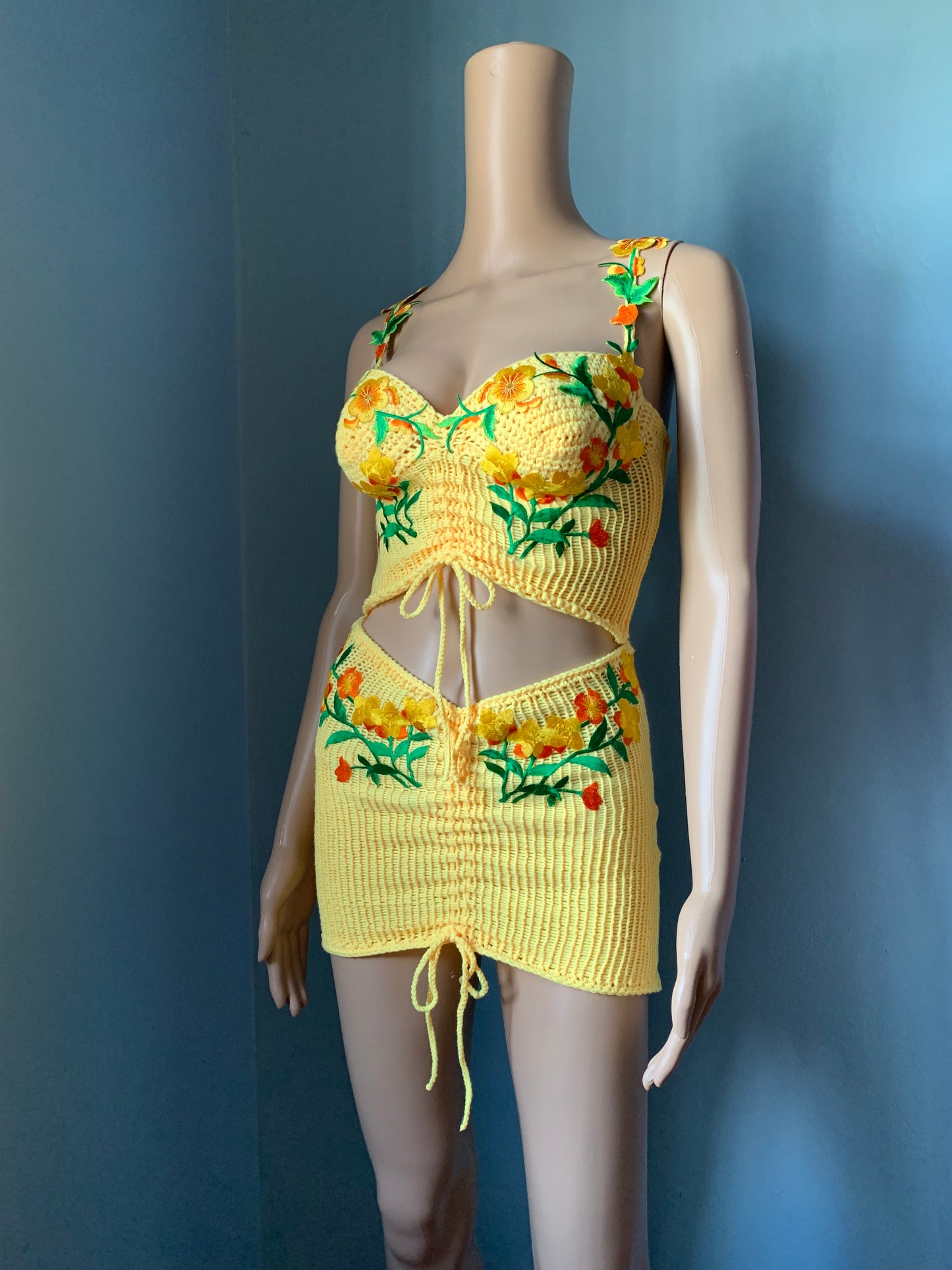 Dana Crochet x Knitted Skirt Set