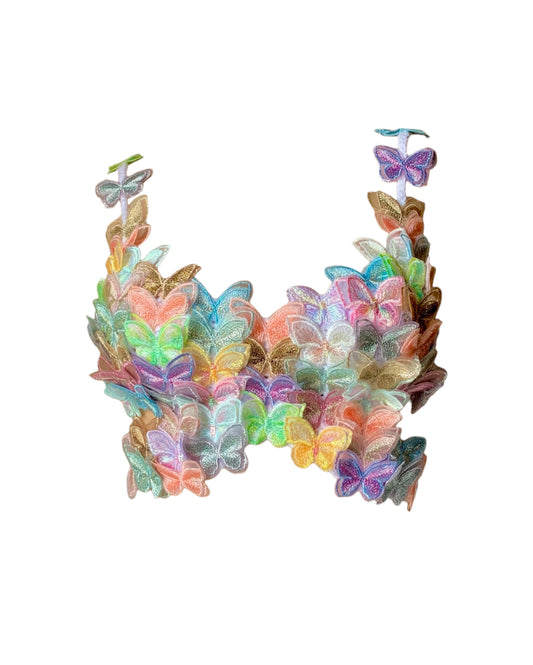 Primavera Crochet Top με εφαρμογές πεταλούδας