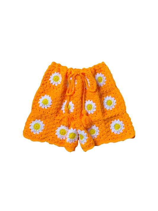 Shorts de crochê flor