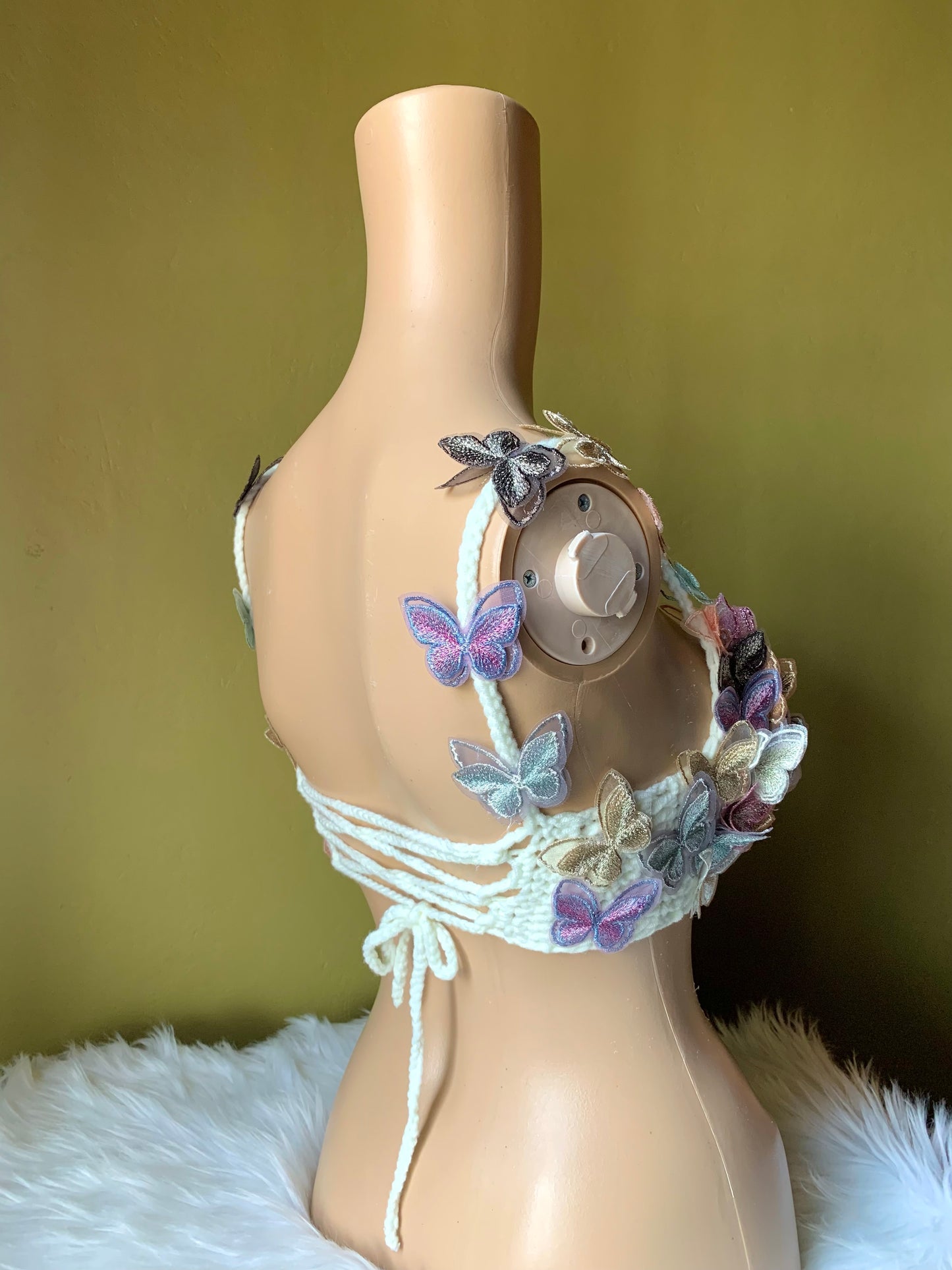 Primavera Crochet Bralette with Butterfly Appliqués