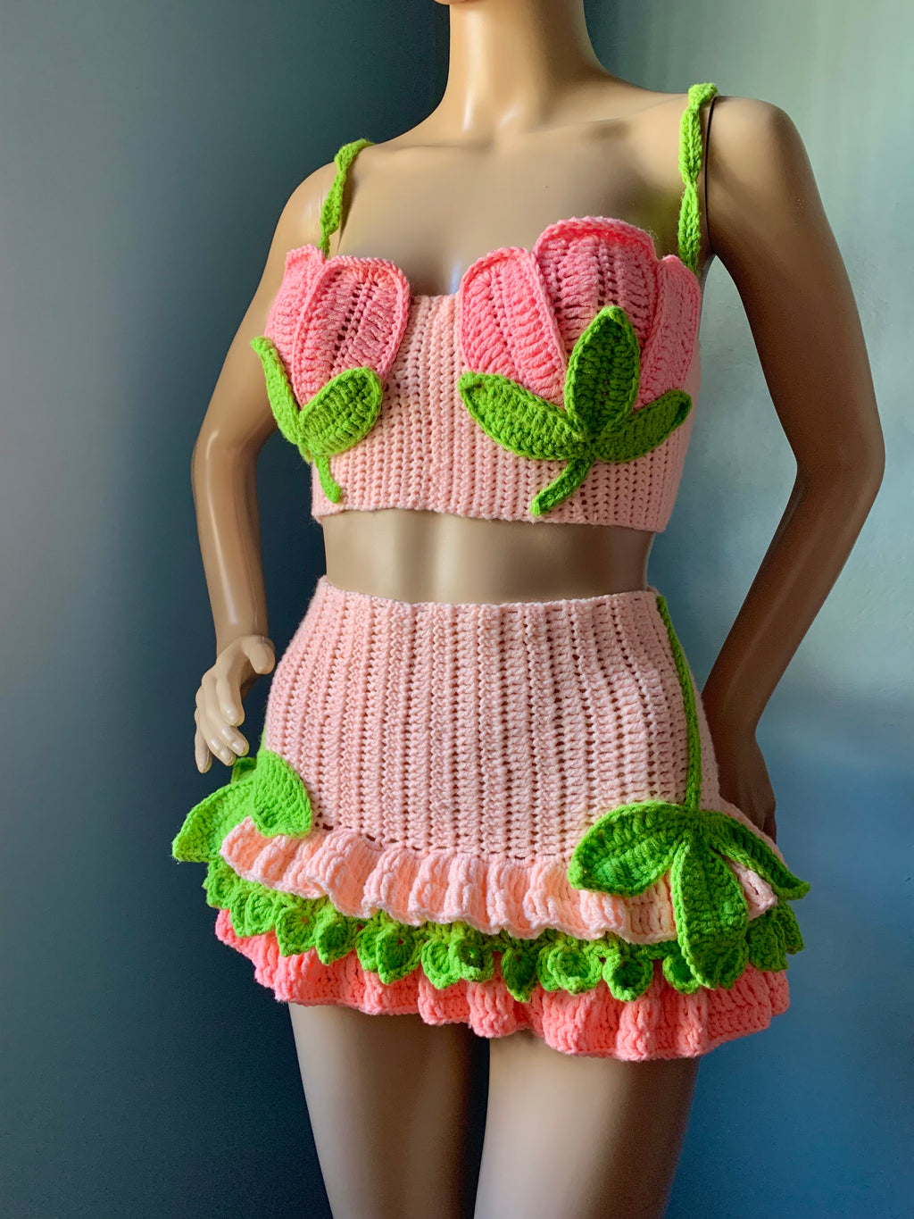 チューリップかぎ針編みスカートセット
