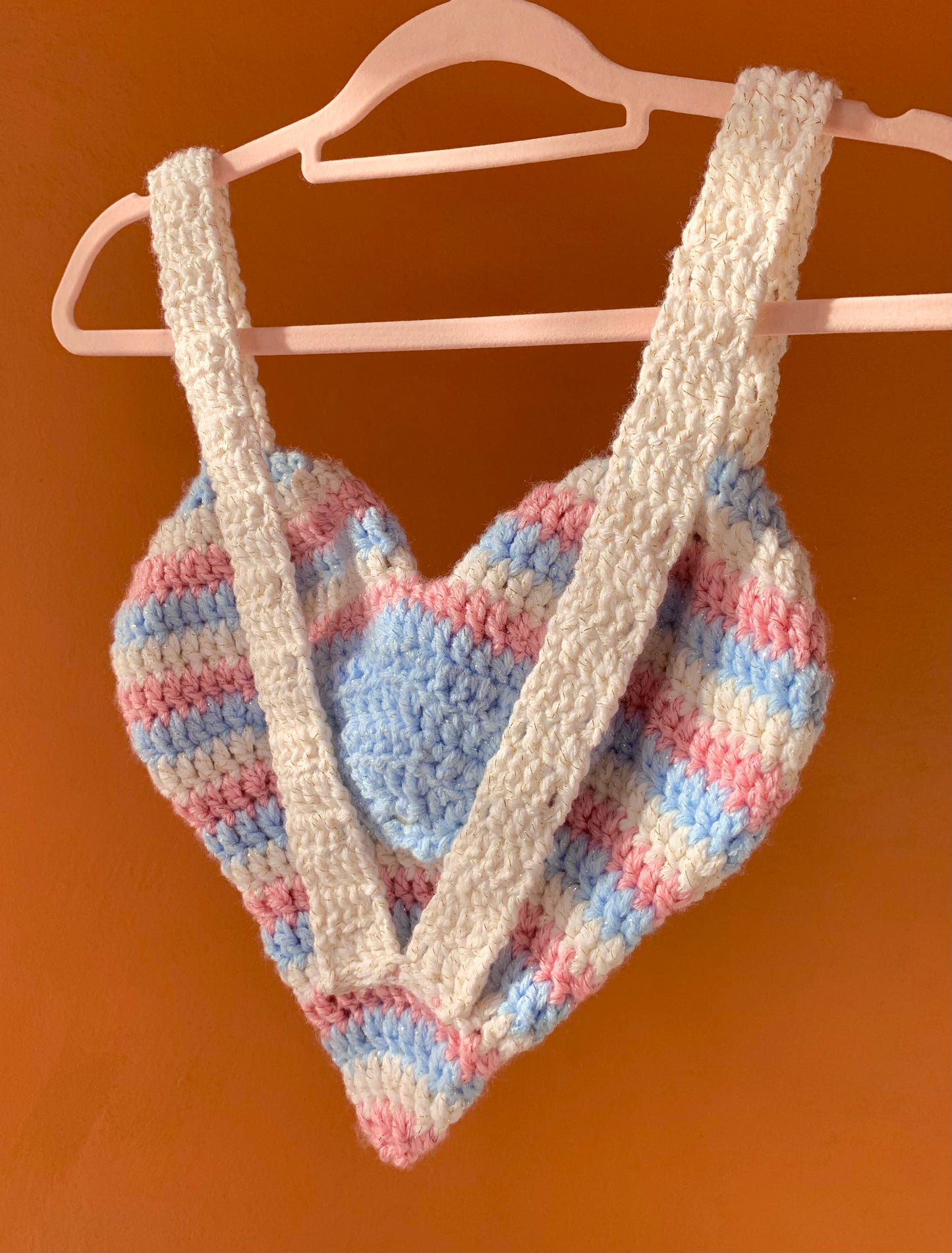 Glitzy Heart Crochet Backpack