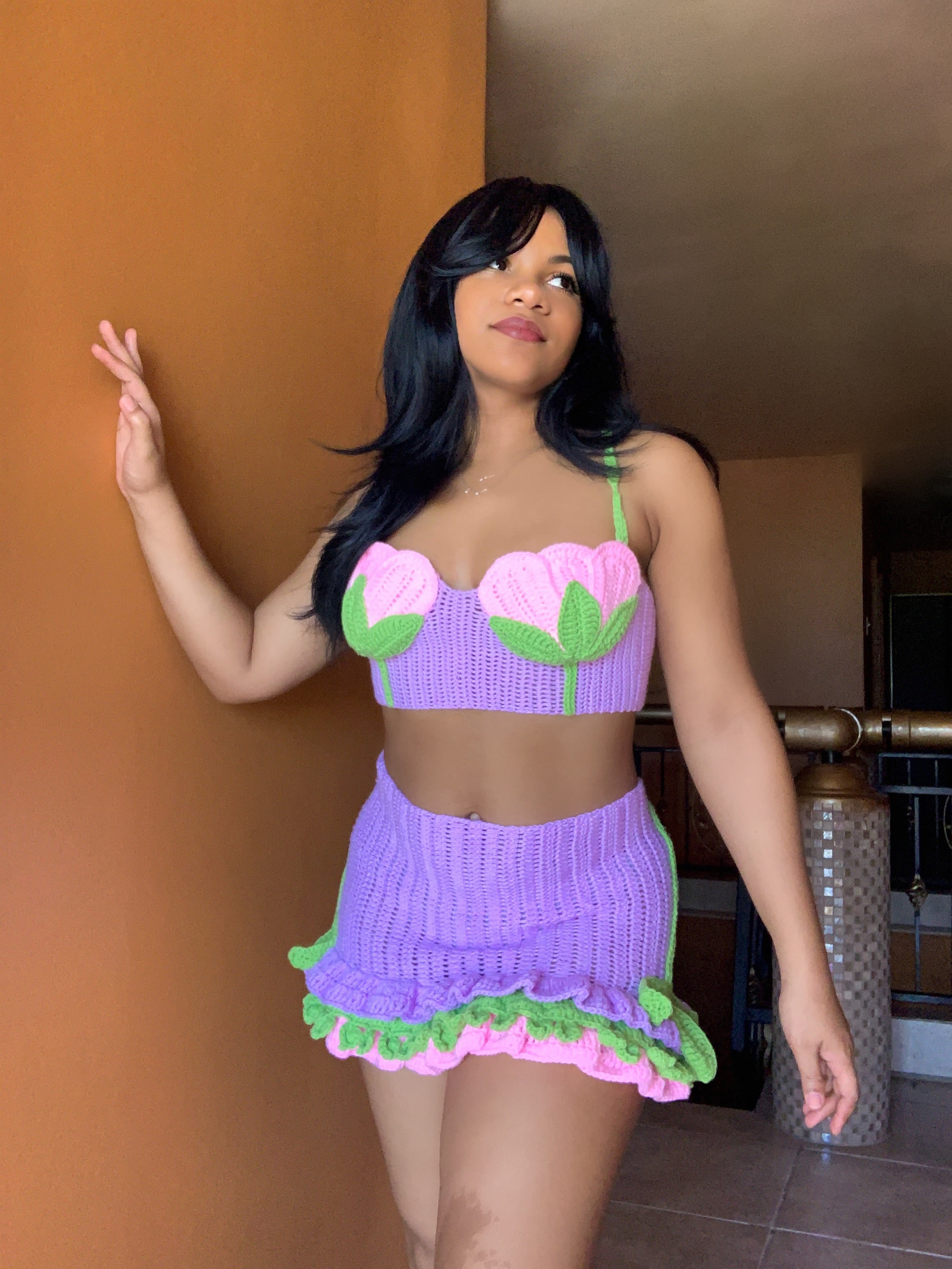 Tulip Crochet Skirt Set