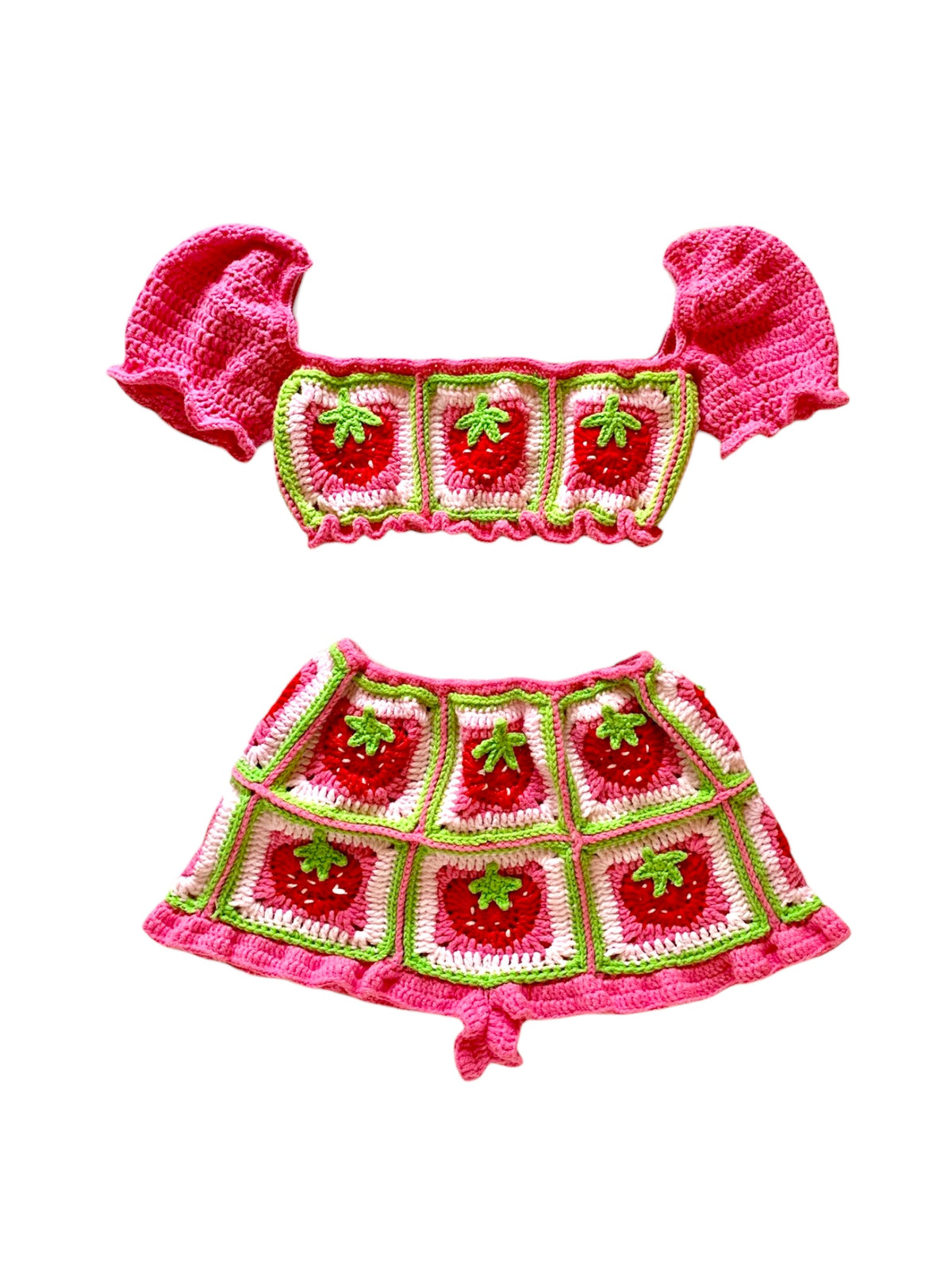 Strawberry Shortcake Crochet Shorts Set