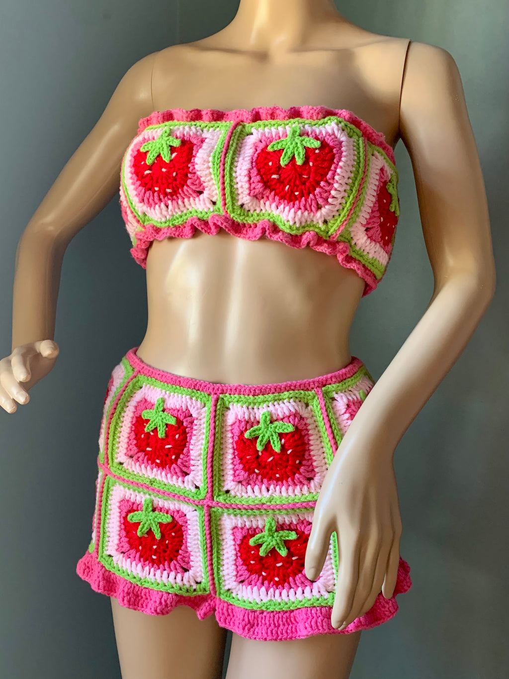 Strawberry Shortcake Crochet Shorts Set