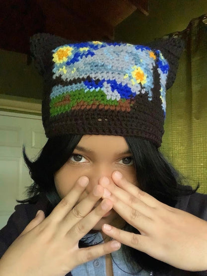 Starry Night Crochet Beanie