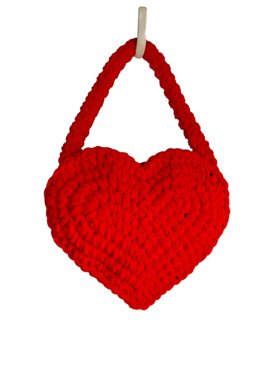 Bolsa de coração de crochê