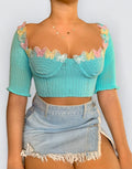Amine Crochet x Knitted Top With Sleeves