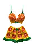 Orange Crochet Shorts Set