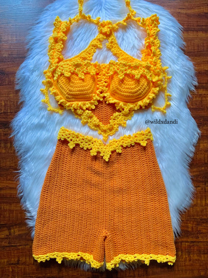 エスメラルダクロシュスカート|かぎ針編みのショートパンツセット