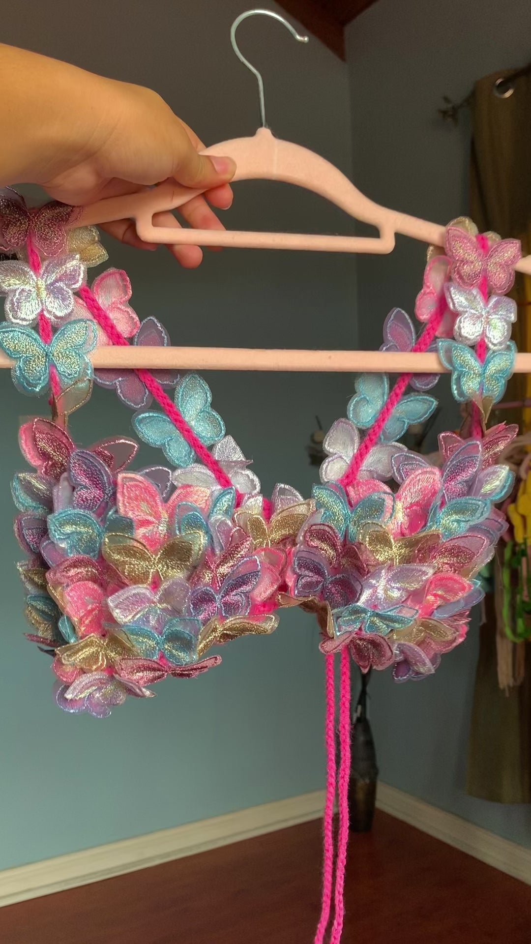READY TO SHIP Primavera Crochet Bralette with Butterfly Appliqués