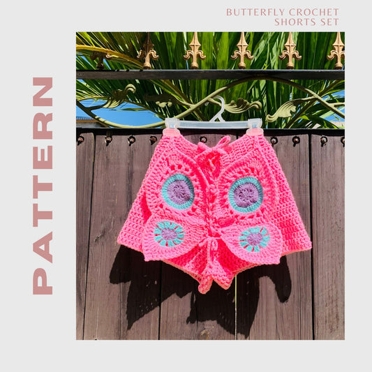 Butterfly Crochet Shorts Set Padrão
