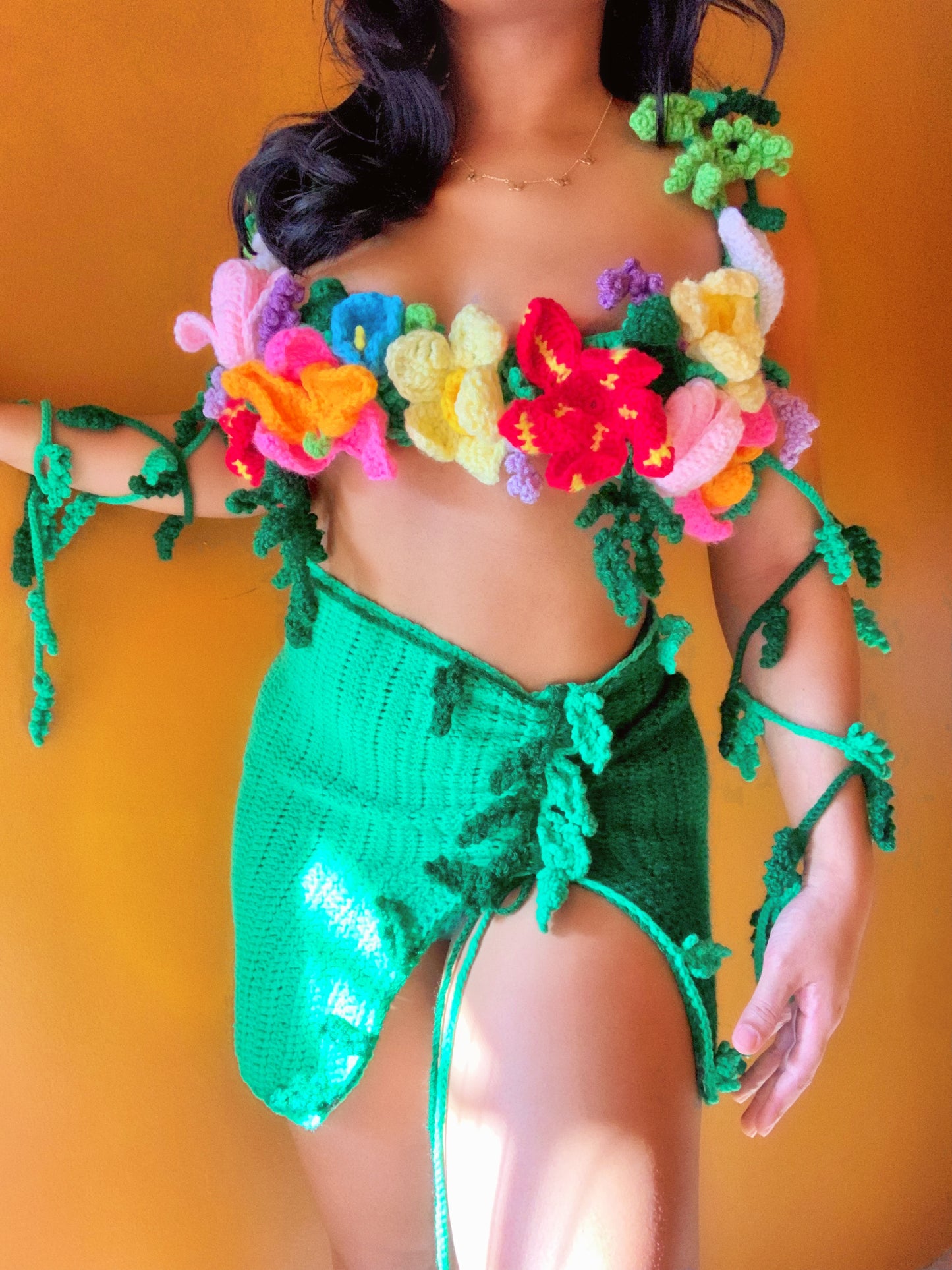 Poison Ivy Crochet Skirt Set