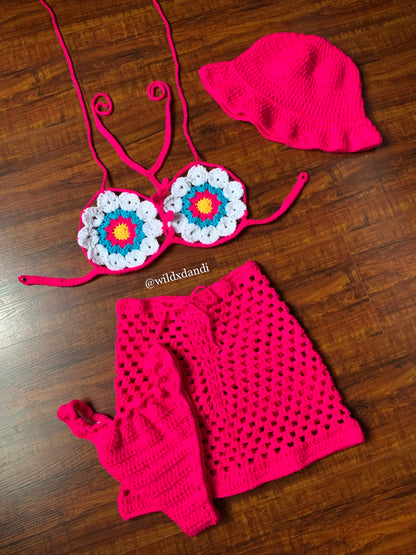 Flower Crochet Swim Set