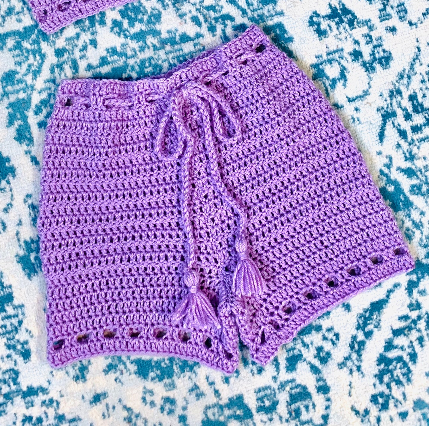 Gabe High Waisted Drawstring Crochet Shorts