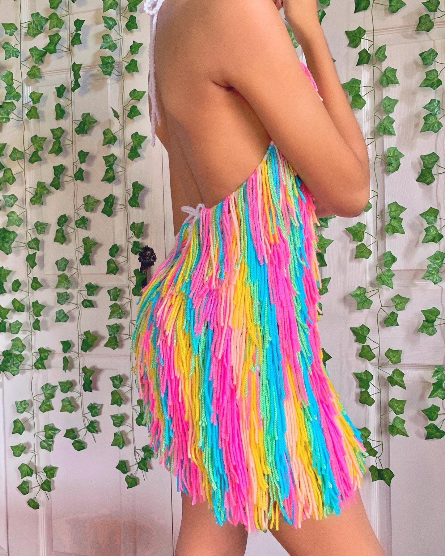 Rainbow hot sale tassel dress