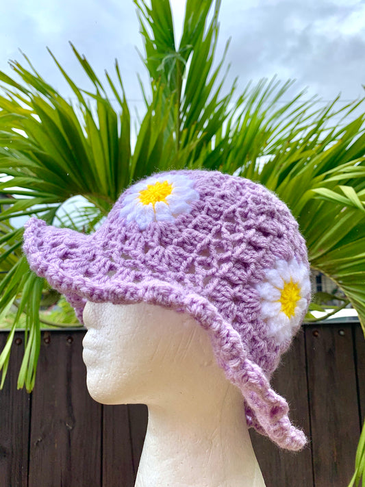 chapéu flor de crochê