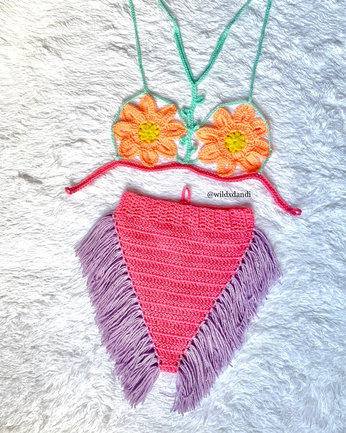 Flower Queen Crochet Shorts Set