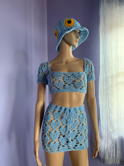 Amore Crochet Mesh Skirt Set