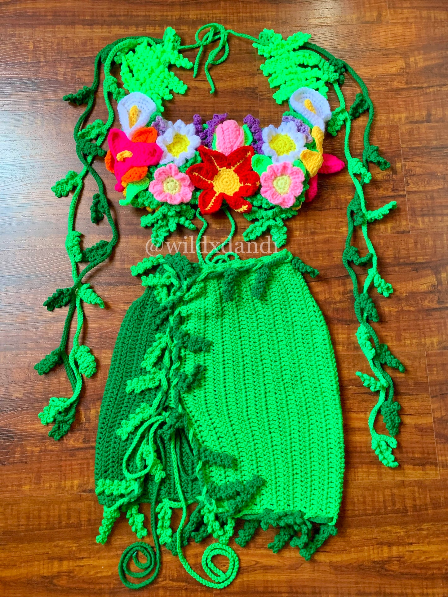 Conjunto de saia de crochê Poison Ivy