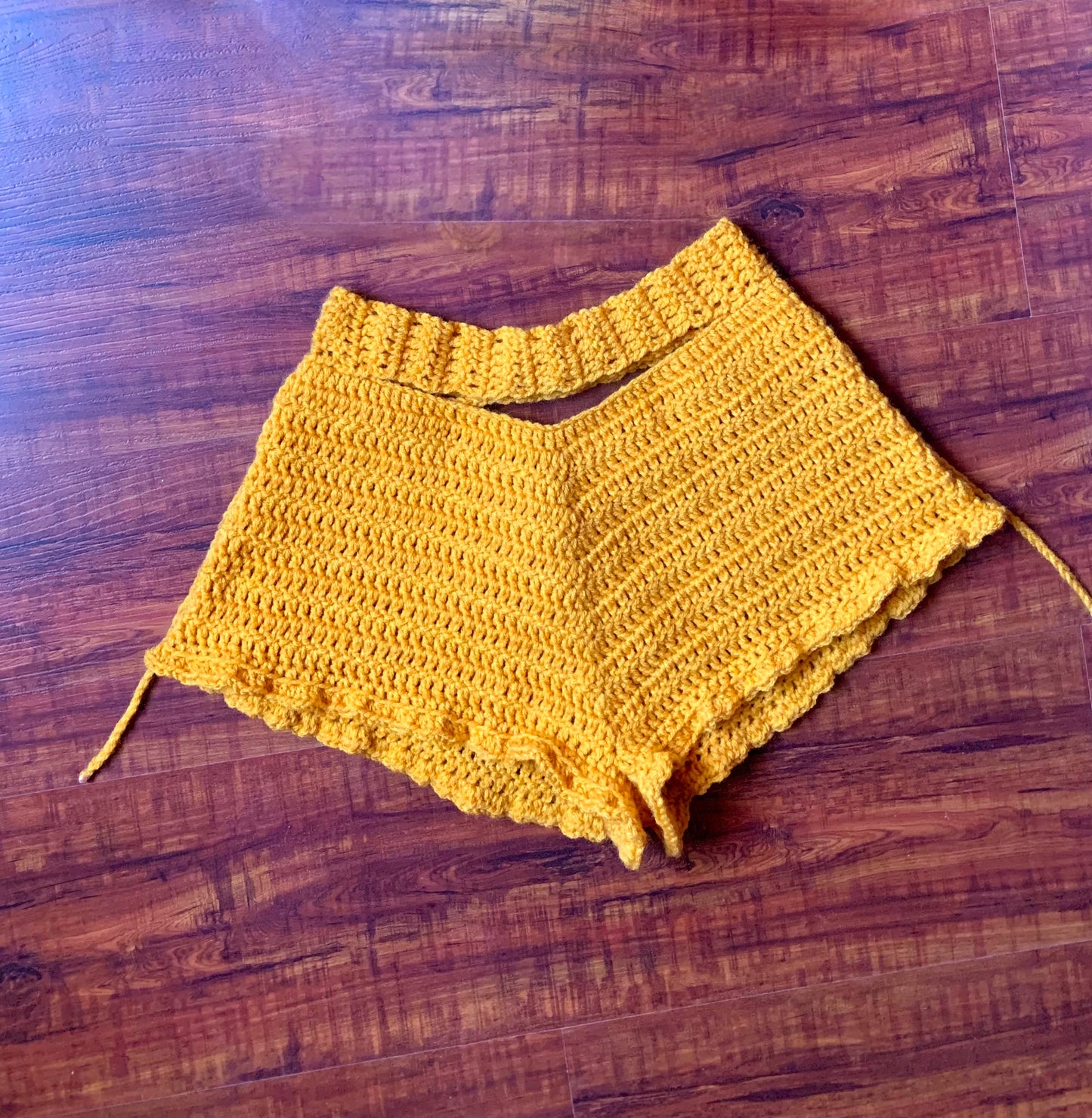 Ares-Marigold Crochet Shorts